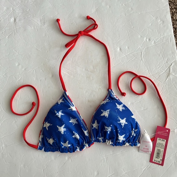 Xhilaration Bikini Top Patriotic Red Blue White Stars Stripes SZ XS NWT - Picture 1 of 4